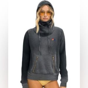 Aviator Nation Charcoal Cowl Ninja  Neck Sweatshirt